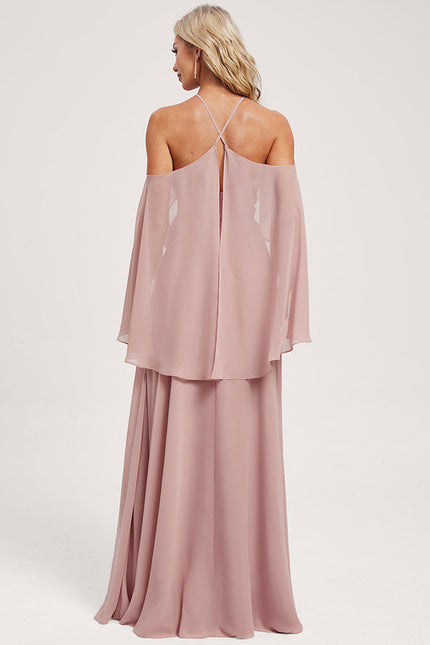 Robe Pastel Rose Décolleté Licou Longue - gallery 8