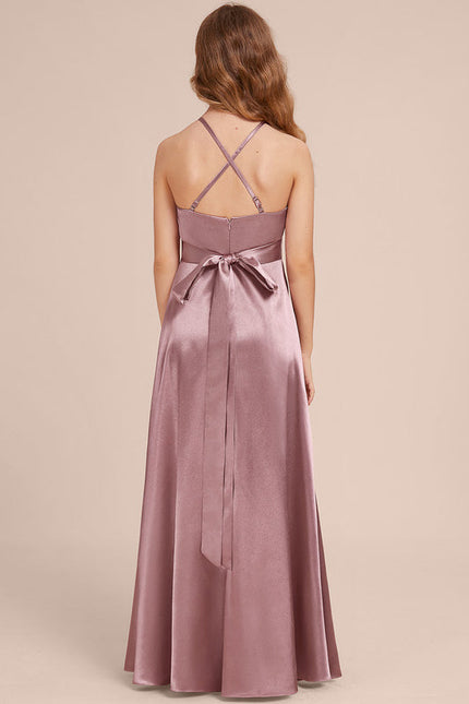 Robe Pastel Rose Satin Demoiselle D'Honneur - gallery 4