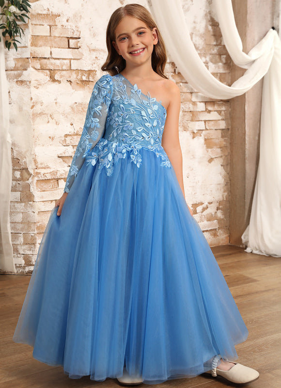 Robe Pastel Bleue Asymétrique Fille Mariage - gallery 9