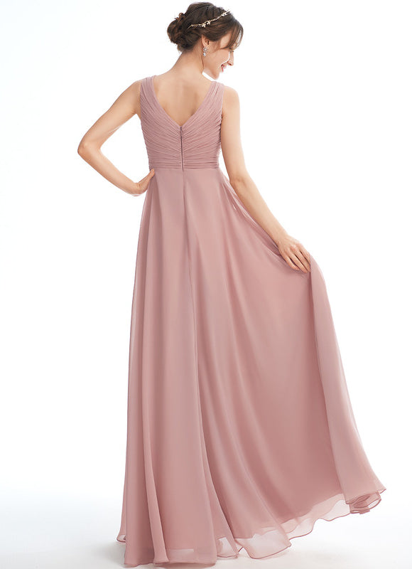 Robe Pastel Rose Longue Col V Enceinte - gallery 2