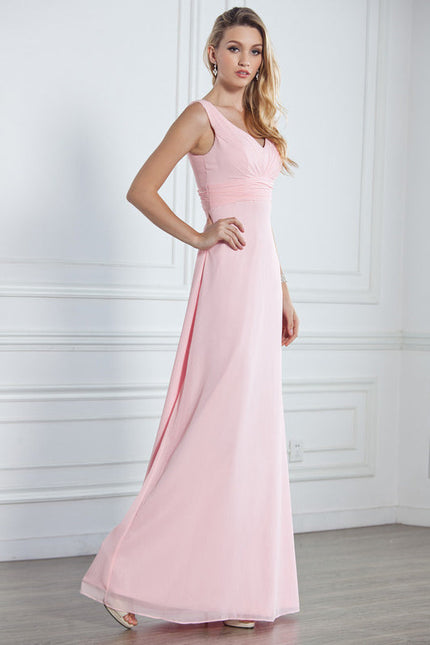 Robe Pastel Rose Demoiselle D'Honneur À Volants - gallery 1