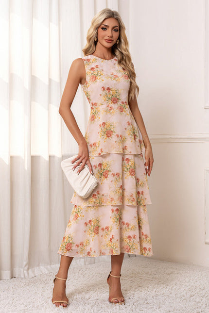 Robe Pastel Rose Volants Imprimé Floral - gallery 2