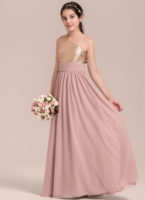 Robe Pastel Demoiselle D'Honneur Rose Paillettes - gallery 2