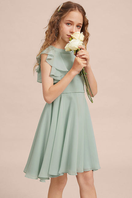 Robe Pastel Vert Menthe Trapèze Mousseline - gallery 4