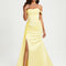 Robe Pastel Satinée Jaune Sirène Élégante