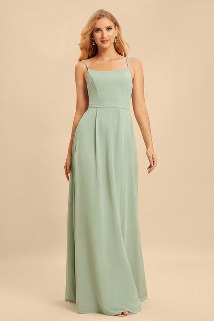 Robe Pastel Verte Col Carré Élégante - gallery 4
