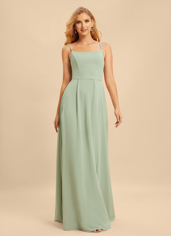 Robe Pastel Verte Col Carré Élégante - gallery 4