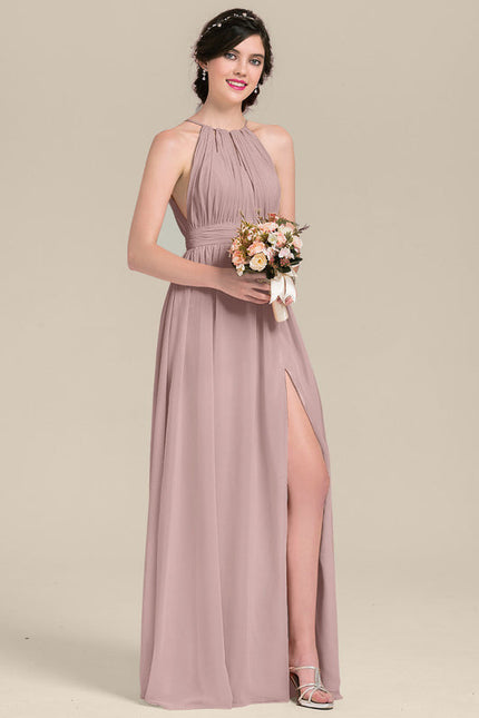Robe Pastel Rose Dégradé Col Rond Maxi - gallery 1
