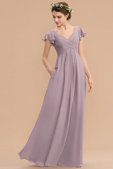 Robe Pastel Rose Demoiselle D'Honneur Élégante - gallery 2
