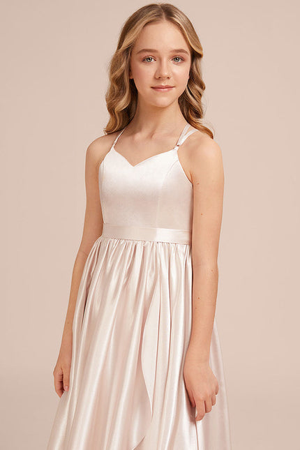Robe Pastel Rose Demoiselle D'Honneur Satin - gallery 5