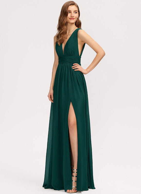 Robe Pastel Bleu Col V Longue - gallery 6