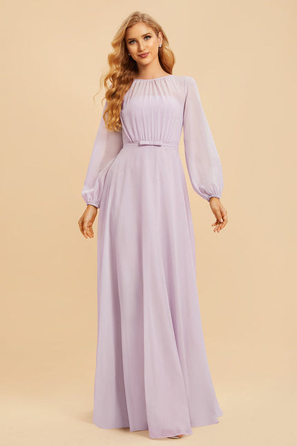 Robe Pastel Violet Longueur Ras Du Sol - gallery 5