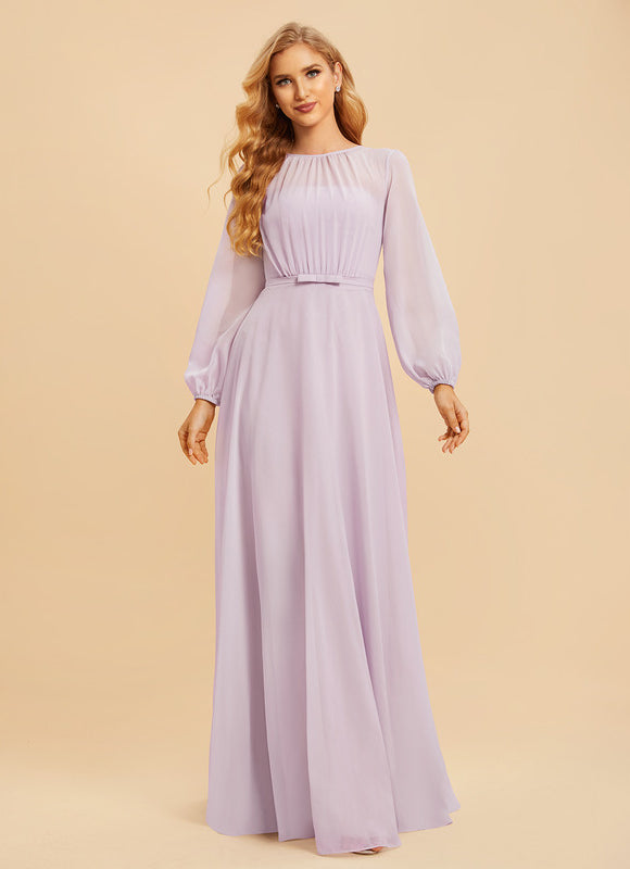 Robe Pastel Violet Longueur Ras Du Sol - gallery 5