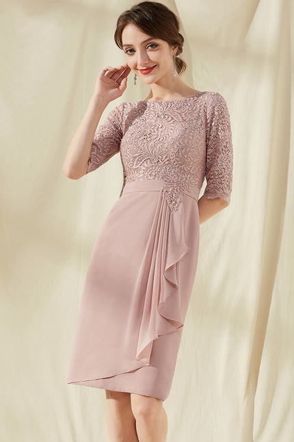 Robe Pastel Blush Longueur Genou Dentelle