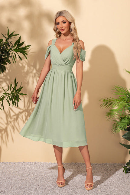 Robe Pastel Verte Col Cœur Midi - gallery 8