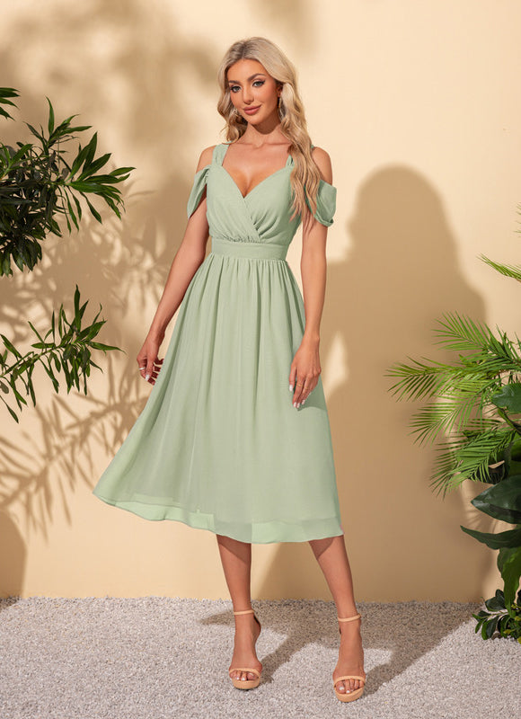 Robe Pastel Verte Col Cœur Midi - gallery 8