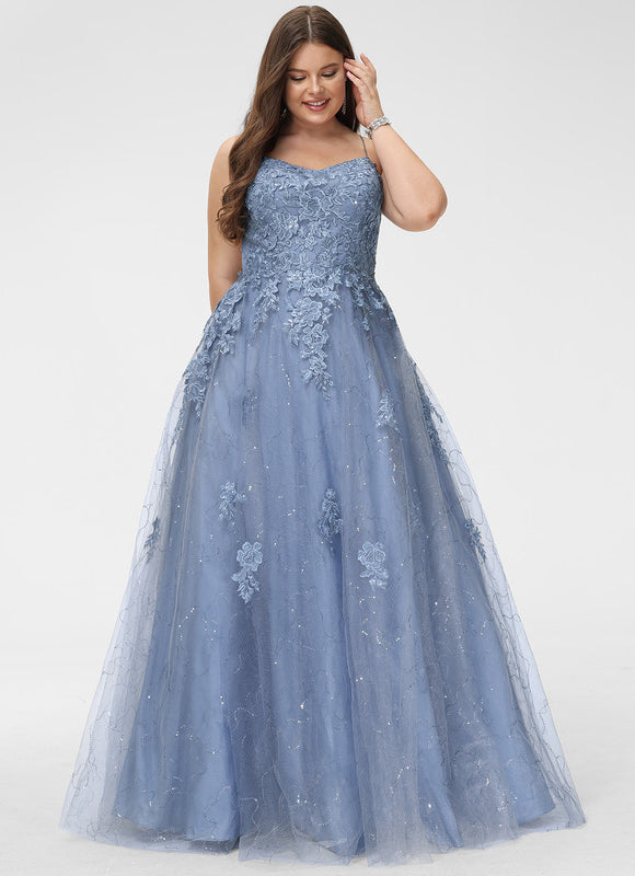 Robe Pastel Bleu Col Carré Tulle Paillettes - gallery 5