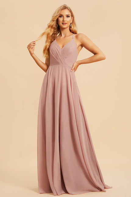 Robe Pastel Rose Demoiselle D'Honneur Élégante - gallery 4