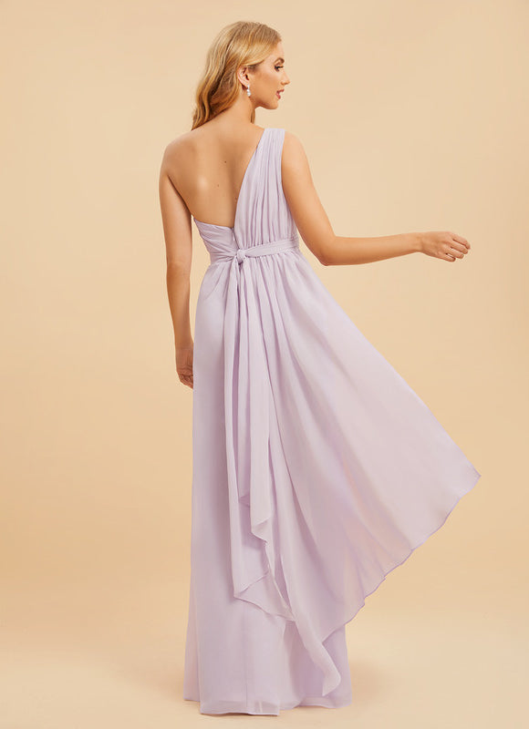 Robe Pastel Bleu Décolleté Asymétrique Longue - gallery 8