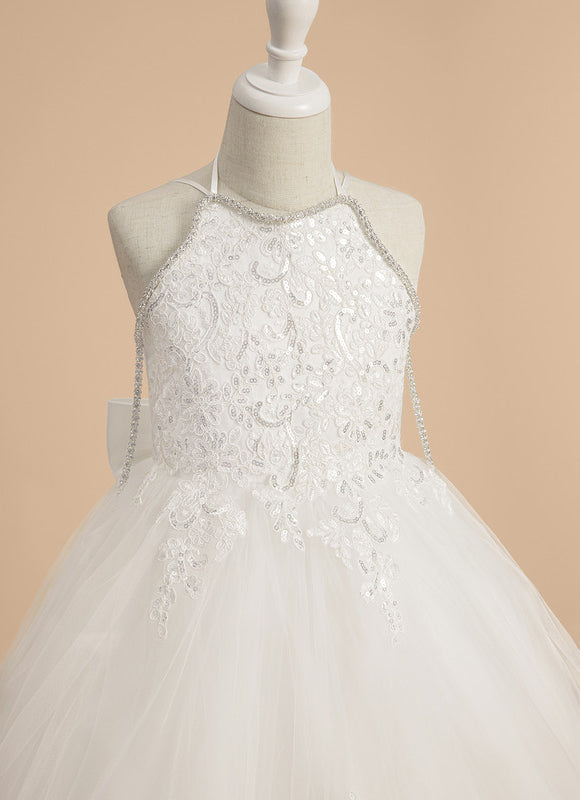Robe Pastel Demoiselle D'Honneur Blanche Tulle - gallery 6
