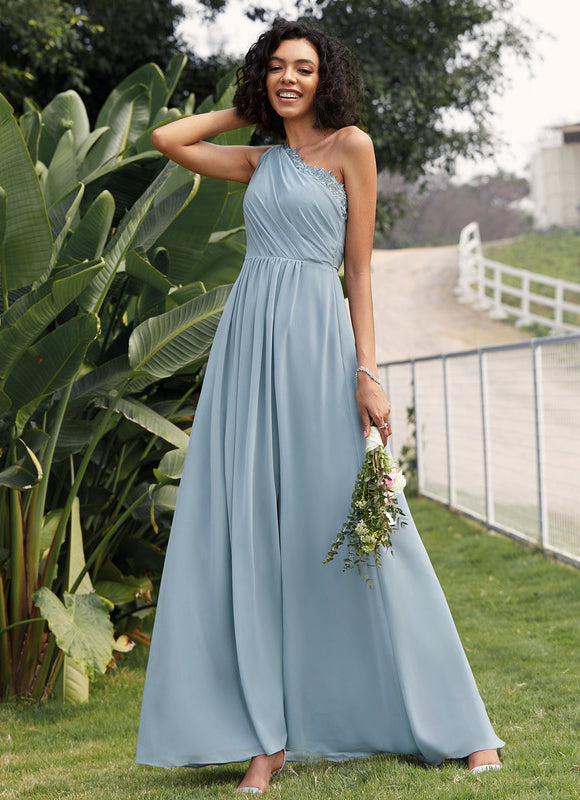 Robe Pastel Décolleté Asymétrique Bleu - gallery 7