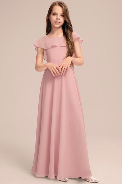 Robe Pastel Rose Demoiselle D'Honneur Volants - gallery 1