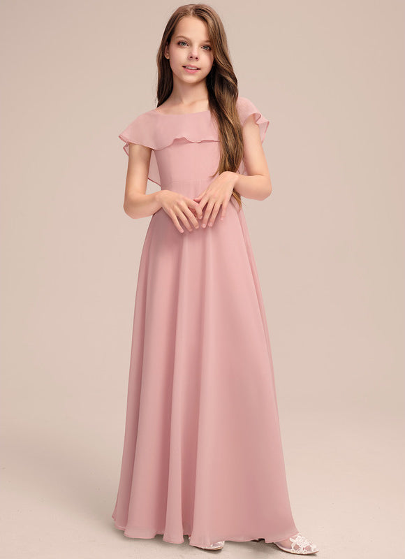 Robe Pastel Rose Demoiselle D'Honneur Volants - gallery 1