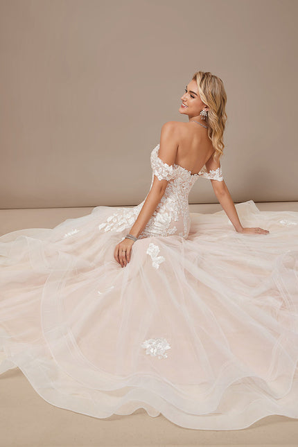 Robe Pastel Ivoire Sirène Dentelle Traîne - gallery 4