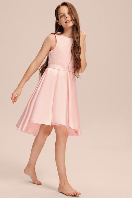Robe Pastel Rose Col Rond Trapèze Junior - gallery 6