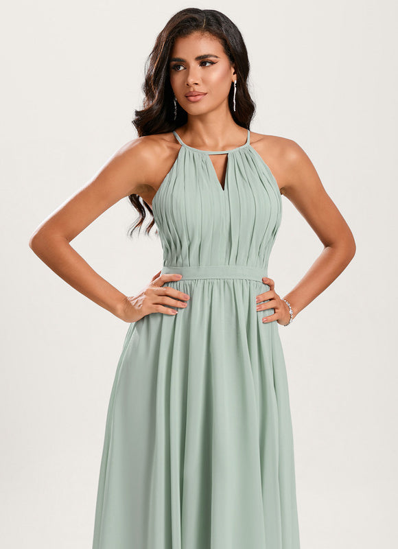 Robe Pastel Rose Trapèze Mousseline Volants - gallery 5