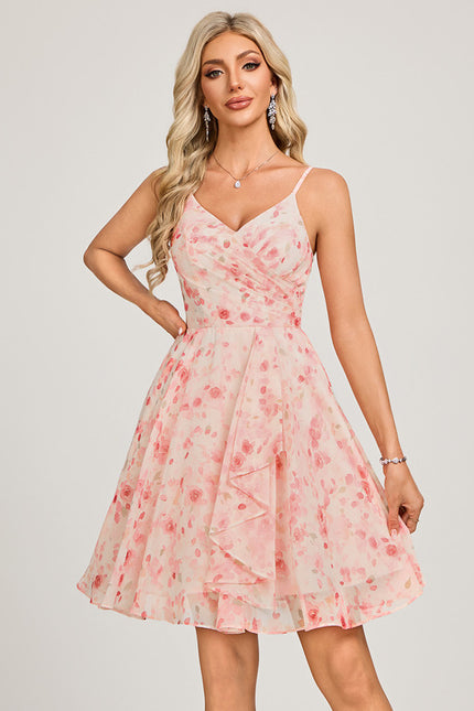 Robe Pastel Rose À Volants Trapèze - gallery 2