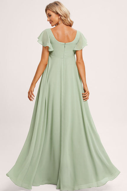 Robe Pastel Verte Demoiselle D'Honneur Volants - gallery 1