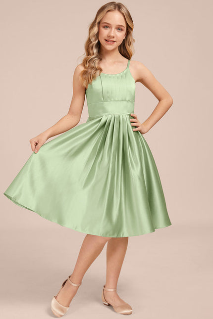 Robe Pastel Verveine Trapèze Satin Junior - gallery 3