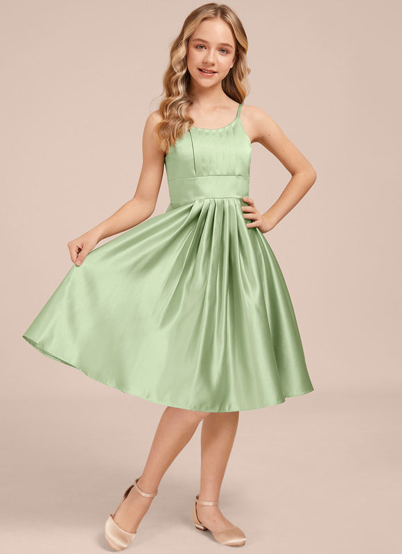 Robe Pastel Verveine Trapèze Satin Junior - gallery 3