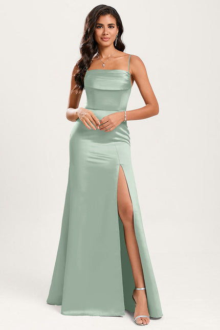 Robe Pastel Verte Sirène Épaule Dénudée - gallery 2