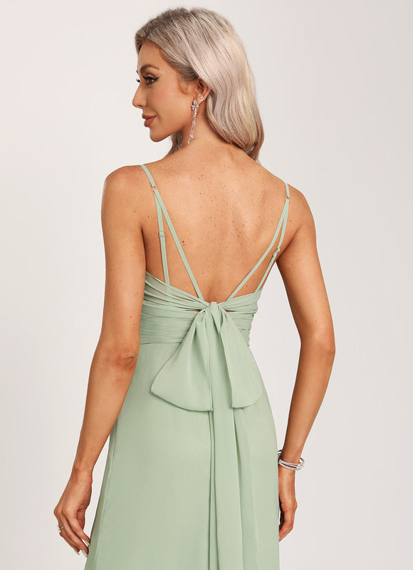 Robe Pastel Vert Sauge Demoiselle D'Honneur Élégante - gallery 1