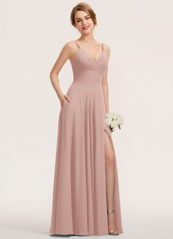Robe Pastel Bleu Col V Longue - gallery 1