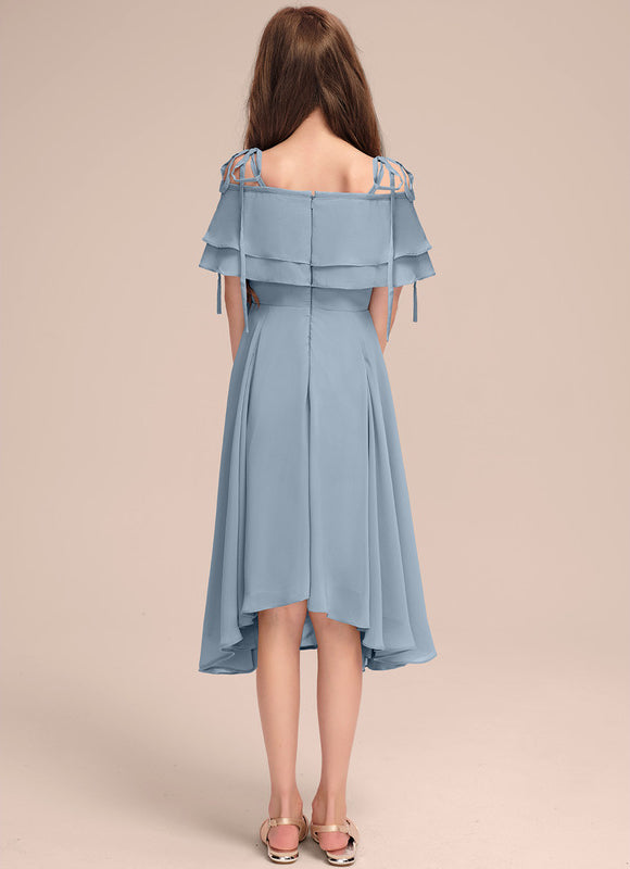 Robe Pastel Bleu Trapèze Volants Junior - gallery 4