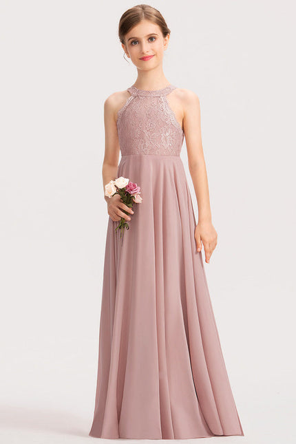 Robe Pastel Rose Demoiselle D'Honneur Longue - gallery 1