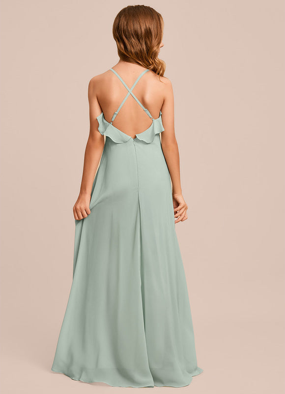 Robe Pastel Verte Col V Longueur Maxi - gallery 3