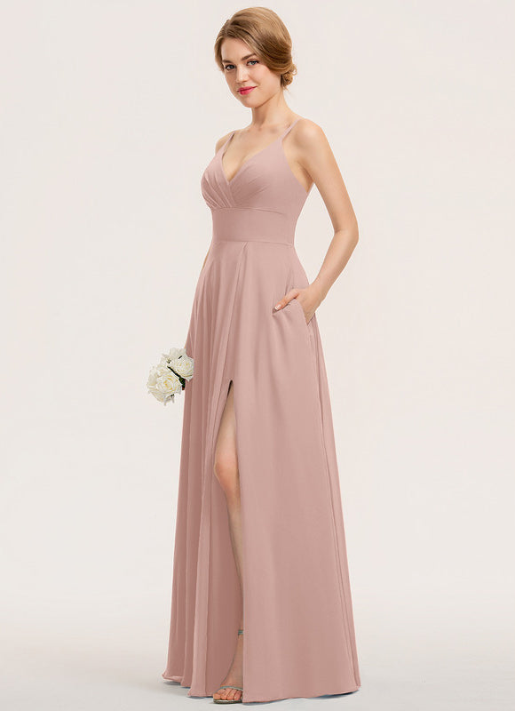 Robe Pastel Bleu Col V Longue - gallery 3
