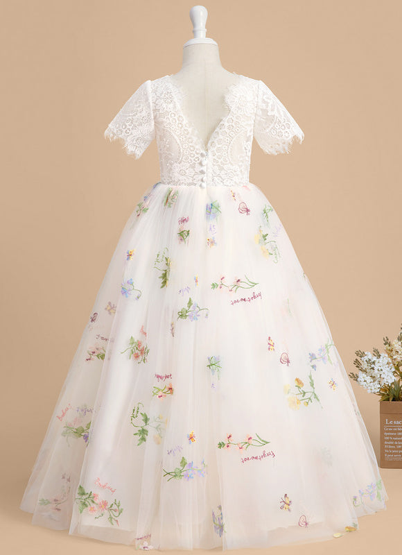 Robe Pastel Blanche Fille Mariage Fleurs - gallery 5