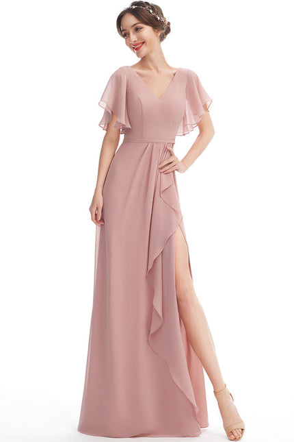 Robe Pastel Rose Demoiselle D'Honneur Élégante - gallery 5