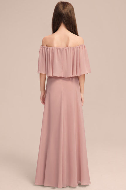 Robe Pastel Rose Épaules Dénudées Longue - gallery 5