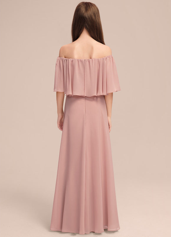 Robe Pastel Rose Épaules Dénudées Longue - gallery 5