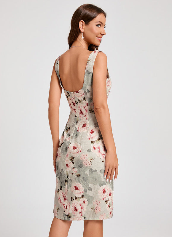Robe Pastel Floral Col Carré Beige - gallery 5