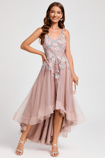 Robe Pastel Rose Floral Dentelle Cocktail - gallery 4