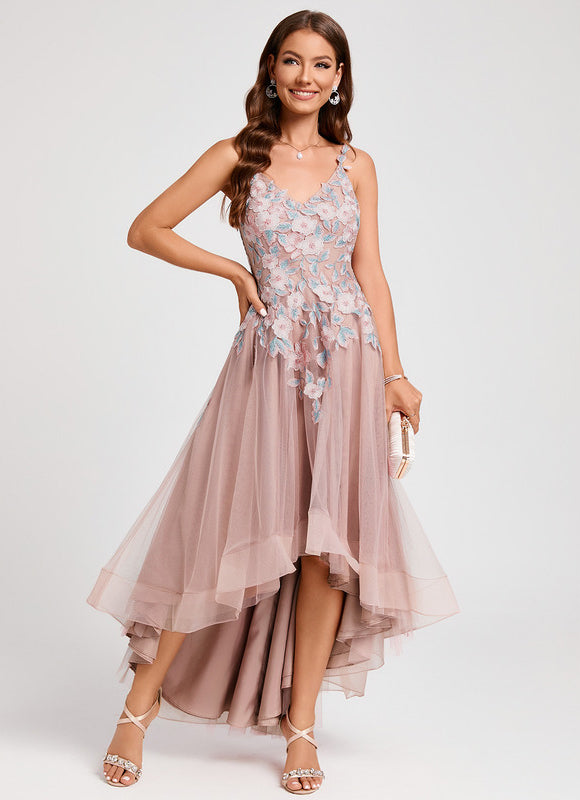Robe Pastel Rose Floral Dentelle Cocktail - gallery 4