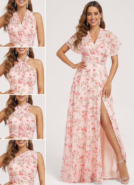 Robe Pastel Rose Trapèze Décolleté Col V