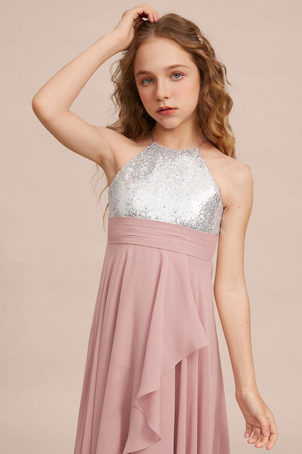 Robe Pastel Rose Demoiselle D'Honneur Longue - gallery 5